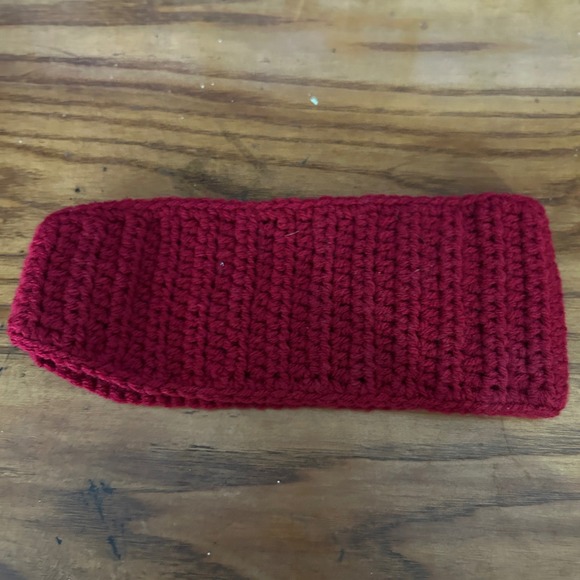 Custom Made handmade Crochet Ear Warmer Headband Set 2 OS Red Cream Flower boho main image 6